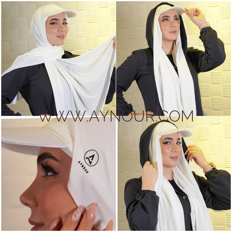 Sporty luxurious with long hijab hat on instant Hijab 2022 - Aynour.com