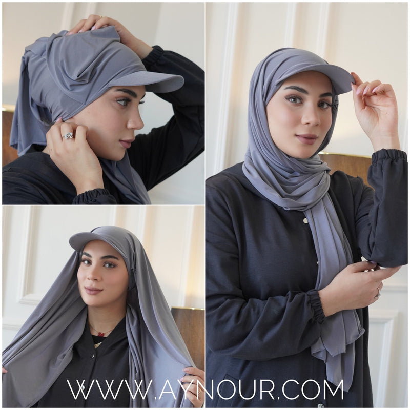 Sporty luxurious with long hijab hat on instant Hijab 2022 - Aynour.com
