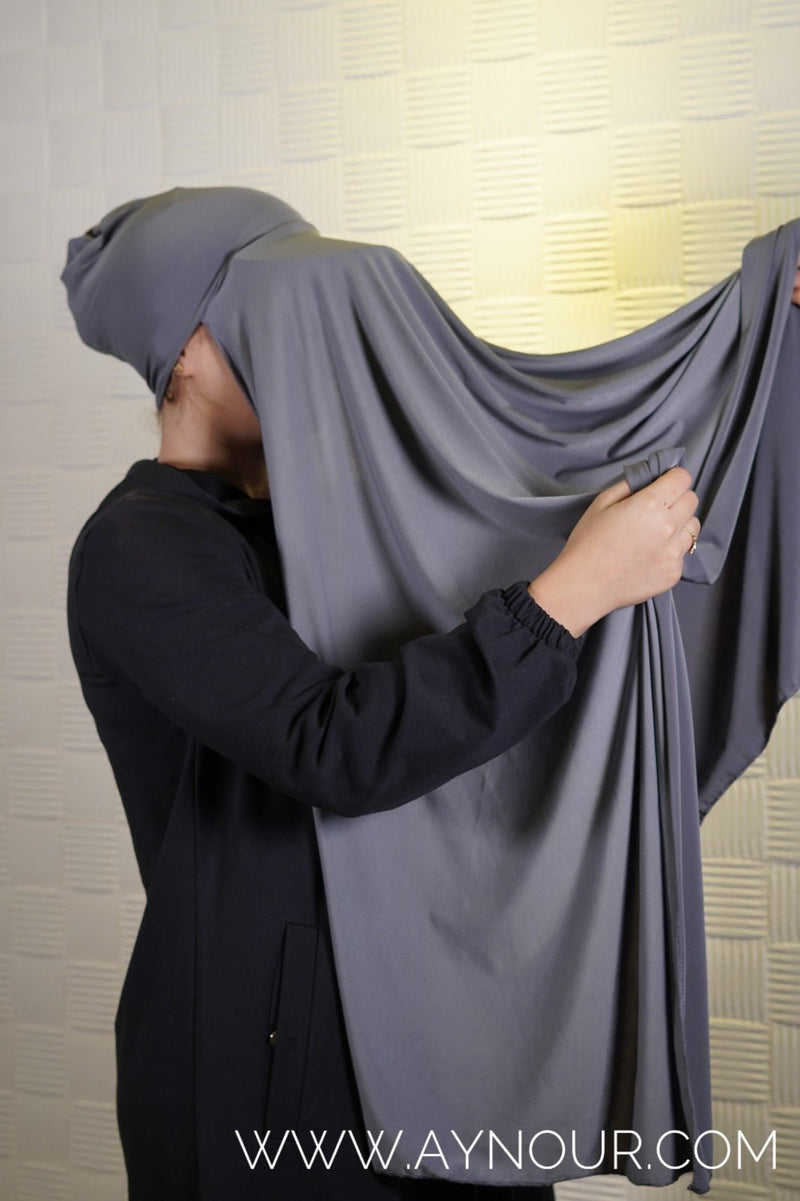 Sporty luxurious with long hijab hat on instant Hijab 2022 - Aynour.com
