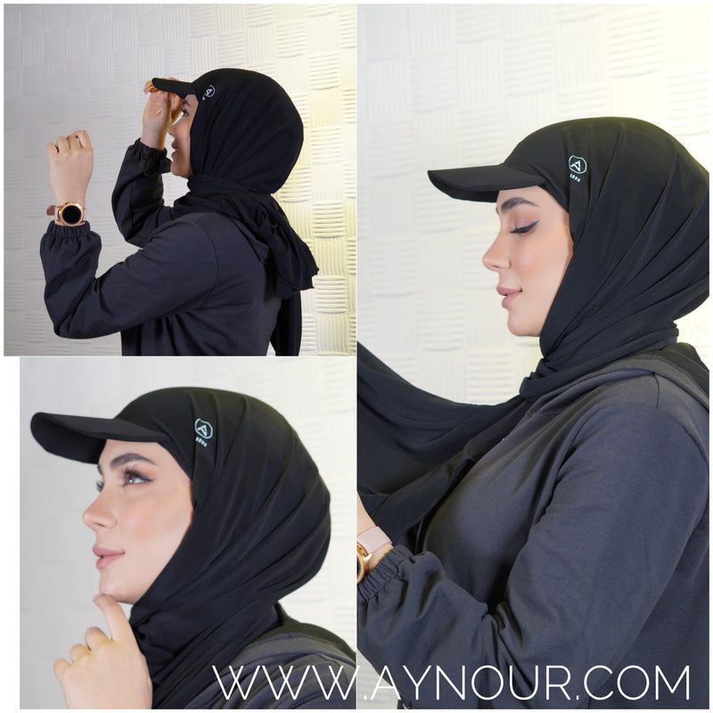 Sporty luxurious with long hijab hat on instant Hijab 2022 - Aynour.com