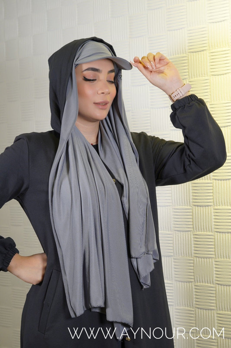 Sporty luxurious with long hijab hat on instant Hijab 2022 - Aynour.com
