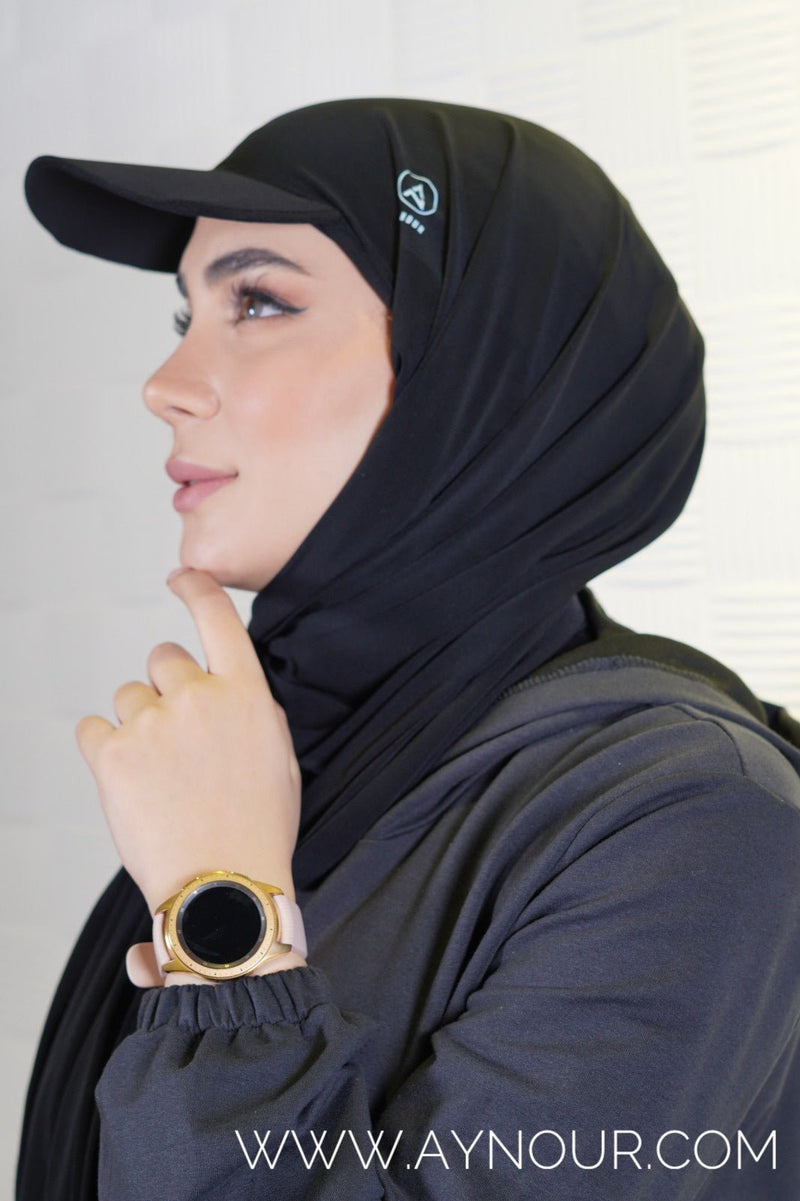 Sporty luxurious with long hijab hat on instant Hijab 2022 - Aynour.com