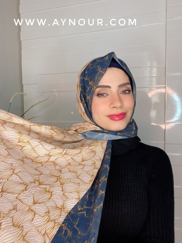 Warm colors mix Printed non transparent luxurious fabric Hijab 2021 - Aynour.com